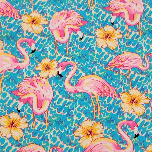 IBKUL Pink Flamingo/Floral Print Mock Neck Zip Sleeveless Golf Dress Sz M - Picture 10 of 14